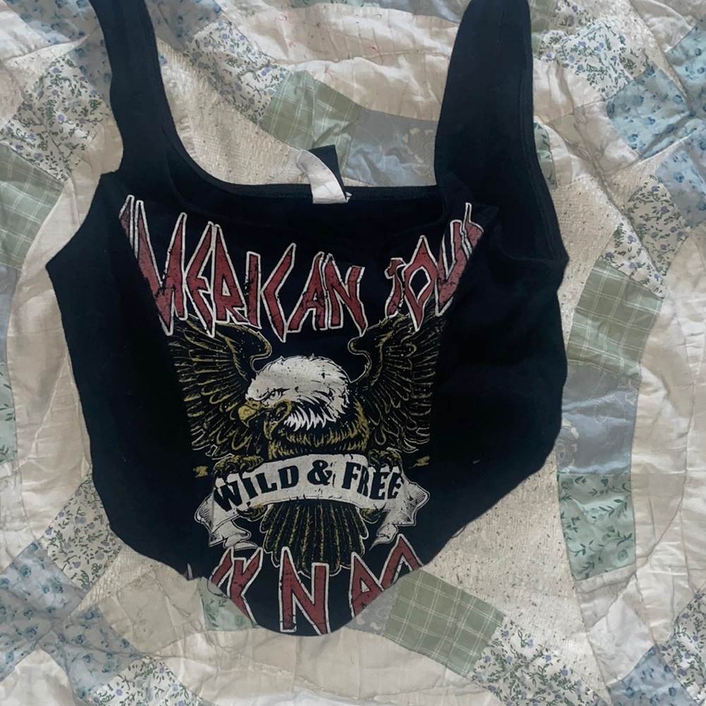Cropped Graphic Structured Corsetted Tank